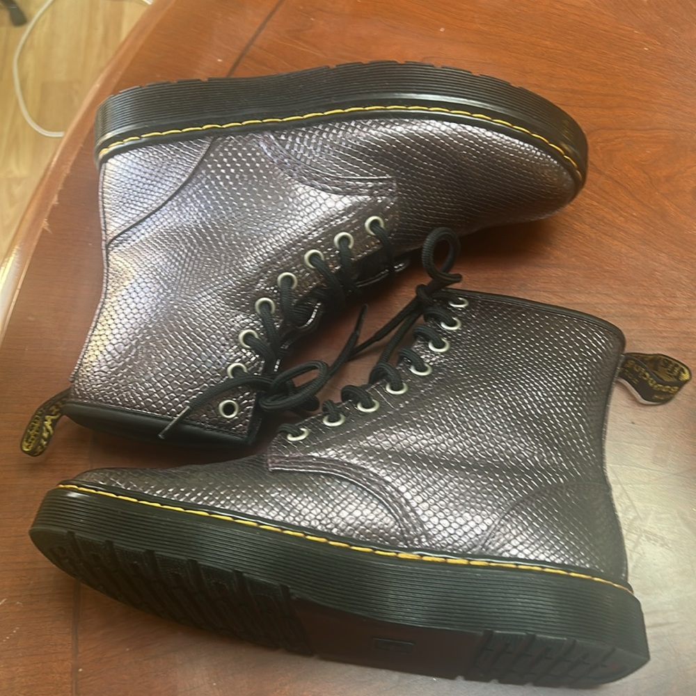 Dr. Martens Purple Python Leather Combat Boots - image 5